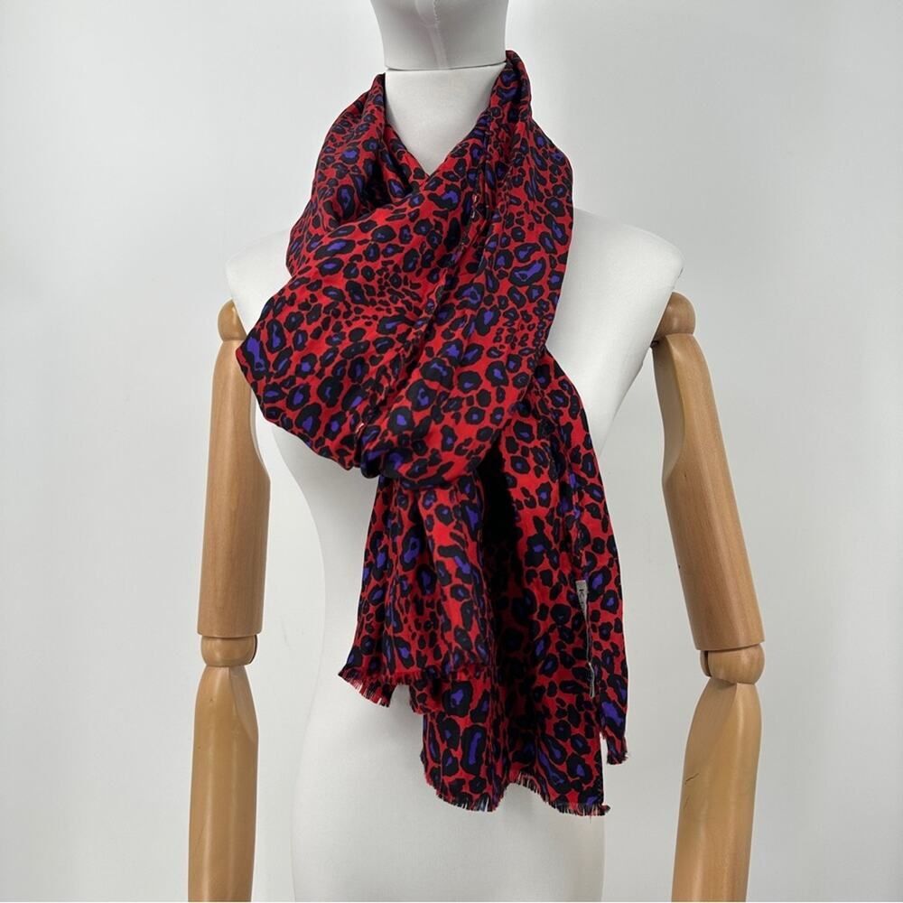 Kookai Leopard Blue Red Scarf